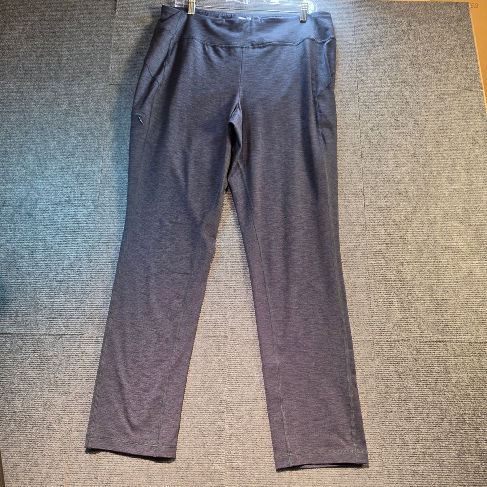 Duluth Trading Co Yoga Pants Women Large Blue Gray Excellent Supplex Spandex